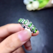 Natural green diopside gem Ring Natural gemstone ring S925 silver trendy Elegant personality Row women party gift fine Jewelry 2024 - buy cheap
