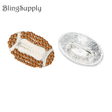 Free shipping 24*15mm football rhinestone button with shank 100PCS/lot(BTN-5440) 2024 - buy cheap