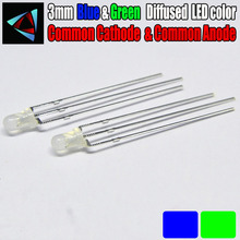 50pcs LED 3mm Diffused Blue And Green Common Cathode Common Anode 3 Pin Round 3 mm Bi-Color LED Light-Emitting Diode 2024 - buy cheap
