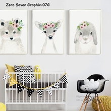 Cute Deer Hedgehog Fox Rabbit Canvas Painting Poster And Print Art Picture Wall Baby Room Home Decoration 2024 - buy cheap