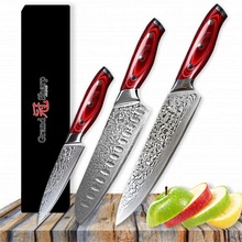 Grandsharp 3 Pcs Damascus Knife Sets 67 Layers Japanese Damascus Steel VG10 Chef Santoku Utility Kitchen Knives Set Gift Box 2024 - buy cheap