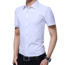 Legible Casual Social Formal shirt Men Short Sleeve Shirt Business Slim Office Shirt male Cotton Mens Dress Shirts white 4XL 5XL 2024 - buy cheap