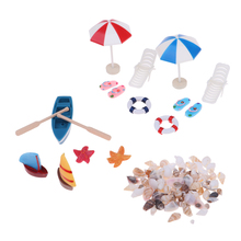 Miniature Deck Chair Beach Umbrella Boat Shell Set for Dollhouse Yard Garden Swimming Pool Kids Pretend Play Toy 2024 - buy cheap
