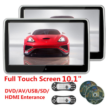 Kit com 2 monitores de 10.1 polegadas, tela hd, tft, lcd touch screen, para carro, suv, encosto de cabeça, dvd player, compatível com hdmi, fm, usb, ir 2024 - compre barato