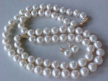 AAA caliente 8-9 MM genuino blanco perla de AKOYA collar pulsera y pendientes 18 "7,5" 2024 - compra barato