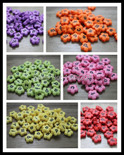 500 11 mm 6 e letras misturadas flor acrílico alfabeto beads diy jóias 2024 - compre barato