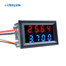 Voltímetro digital dc, amperímetro 4 bits 5 fios dc 100v 10a medidor de corrente, monitor de corrente vermelho azul, display duplo de led 2024 - compre barato