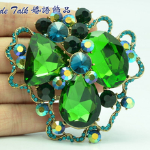 Fashion Jewelry Retro Art Flower Brooch Pins Green Rhinestone Crystal Brooches Accessories BLN6457 2024 - buy cheap