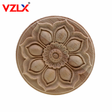 VZLX-Marco de aplique redondo tallado en madera, muebles de pared sin pintar para decoración del hogar, artesanías de decoración de puerta de armario 2024 - compra barato