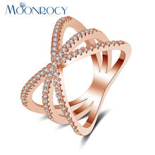 MOONROCY Free Shipping Fashion Cubic Zirconia Rose Gold Color Siver Color CZ Austrian Crystal Hyperbole Party Ring for Women 2024 - buy cheap