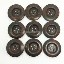 50pcs 30mm Dark Brown Round Shape Wooden Buttons Sewing Accessories 4 Holes Wood Windcheater Overcoat Button 2024 - buy cheap