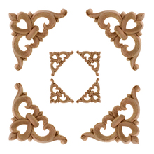 VZLX Vintage Unpainted Wood Carved Corner Applique Frame for Home Furniture Wall Cabinet Door Decorative Wooden Miniature Craft 2024 - buy cheap