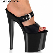 LAIJIANJINXIA 8 Inch Stiletto Platform Slippers Buckle 20cm High Heels Fetish Party High-Heeled Shoes Sexy Clubbing Women Shoes 2024 - buy cheap