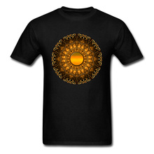 Faddish GOLD MANDALA DESIGN Male Tops & Tees Wholesale Men's Black T-shirts Short Sleeve Classic Style Apparel 2024 - buy cheap