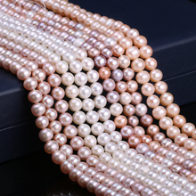 Natural Freshwater Cultured Pearls Beads Round 100% Natural Pearls for Jewelry Making Necklace Bracelet 14 Inches Size 7-8mm 2024 - buy cheap