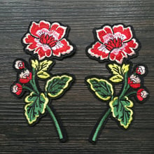 1Pair Red Flowers Embroidered Applique Patches Iron on for Clothes DIY Party Christmas Decoration Patch Sticker LSHB500 2024 - buy cheap