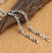 925 Sterling Silver men's Classic Retro Thai Silver 4m Small Swirl Long Necklace 2024 - buy cheap