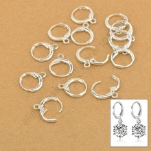 Hoop Drop Earrings Jewelry Findings 50PCS(25Pair)925 Sterling   Silver Lever Back Ear DIY Drop Earring 13MM Hoop Setting 2024 - buy cheap