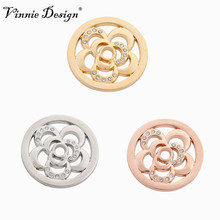 Vinnie Design Jewelry 33mm Crystal Flower Coin Disc for Coin Holder Frame Pendants 5pcs/lot Wholesale 2024 - buy cheap