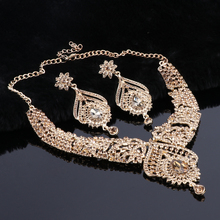 OEOEOS Indian Jewellery Crystal Necklace Earrings Set Bridal Jewelry Sets for Brides Wedding Costume Accessories Decoration 2024 - buy cheap