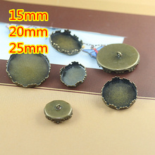 Botón trasero de Corona de bronce antiguo de 15mm,20mm,25mm, configuración de Cameo cabujón para vidrio/pegatinas, fabricación de joyas Vintage 2024 - compra barato
