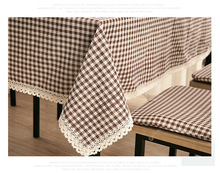 Plaid Table Cloth with Lace Linen Literary artistic Lattice Tablecloth Print Dustproof Rectangular Table Cover Free Shipping 2024 - buy cheap
