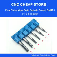 6Pcs Of 1 2 3 4 5 6mm Four Flutes 4F Micro Solid Carbide Face End Mill CNC Milling Cutter HRC55 Bits For Steel Cutting 2024 - buy cheap