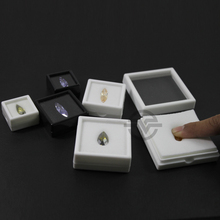 Caja de exhibición de diamantes en blanco y negro, organizador de almacenamiento de piedras preciosas de plástico, 3x3, 4x4, 5x5, 6x6, 9x9cm, 20 unids/lote 2024 - compra barato