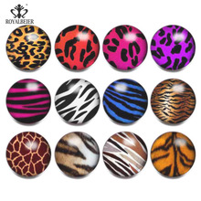 RoyalBeier 12pcs/lot Mixed 18MM Leopard Pattern Round Domes Photo Print Glass Cabochon Snap Button Fit DIY Snap Bracelets KZ0867 2024 - buy cheap