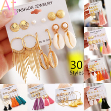 30 Style Natural Shell Metal Long Tassel Stud Earrings Set For Women Girl  Bohemian Geometric Fringe Earring Brincos Jewelry 2024 - buy cheap