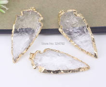 5pcs Nature Druzy Clear Quartz Arrow pendant,Gold Metal Quartz Gem stone Arrowhead pendant For Jewelry Making 2024 - buy cheap