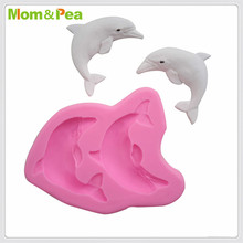 Mom&Pea MPA1936 Dolphin Silicone Mold Cake Decoration Fondant Cake 3D Mold Food Grade 2024 - buy cheap
