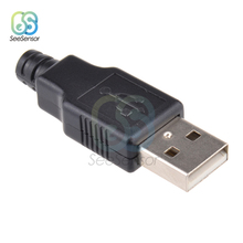 10 шт. Штекерный USB 4-контактный разъем с черным пластиковым покрытием 2024 - купить недорого