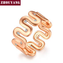 Top Quality Fashion Design Wire Drawing Process Rose Gold Color Ring Austrian Crystals Full Sizes ZYR372 ZYR373 2024 - buy cheap