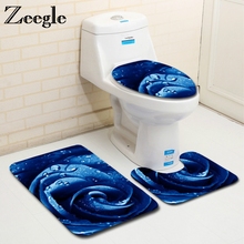 Zeegle-conjunto de tapetes de microfibra para banho, 3 pçs, tapete absorvente, antiderrapante, com pedestal padrão rosa, para banheiro 2024 - compre barato