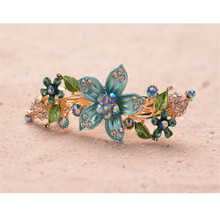 Beautiful Enamel Flower Barrettes Hair Jewelry Gold Color Metal Top Rhinestone Crystal Hair Clip Wedding Hair Accessories Gifts 2024 - buy cheap