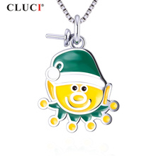 CLUCI Sunshine Smile Face Silver 925 Gift Pearl Pendant Charm for Necklace Jewelry Women Sterling 925 Silver Pendant SP349SB 2024 - buy cheap