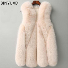 BINYUXD Winter Warm Vest New Arrival Fashion Women Import Coat Fur Vest High-Grade Faux Fur Coat Fox Fur Long FUR Vest Plus 2024 - buy cheap