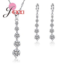 Classic Water Drop Necklace Earrings Sets Fashion Women Austria Crystal Jewelry Sets Hot Sale 925 Sterling Silver  Bijoux 2024 - buy cheap