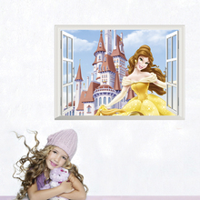 Disney Princess Snow White Cinderella Belle Aurora 3D effect Wall Stickers Kids Room Home Decor Cartoon Mural Anime Wall Decals 2024 - buy cheap