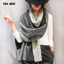 Leo anvi-poncho de marca para mujer, bufanda de moda, bandana de cachemir cálida, chal de lujo a rayas, pashmina 2024 - compra barato