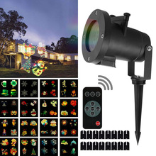 Светодиодный лазерный проектор на Рождество, 16 переключаемых моделей, водонепроницаемый садовый Ландшафтный проектор, лазерный светильник со снежинкой 2024 - купить недорого