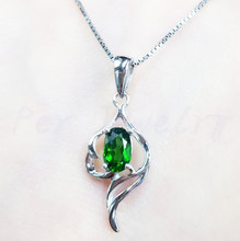 Diopside necklace pendant Free shipping Natural real diopside 925 sterling silver 0.5ct gemstone #GL18080905 2024 - buy cheap