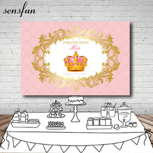 Sensfun розовая корона для принцессы фон для фотосъемки с золотистым размывом для фотографий детского дня рождения для девочек на День рождения; Вечерние фоны для фотостудии 2024 - купить недорого