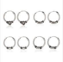 1Pair Vintage Nail Head Rings Earrings Female Small Hoop Earrings Silver Color Round Circle Ear Ring Clip Earrings For Women Men 2024 - buy cheap