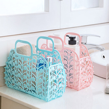 New folding Storage Basket Colored Fashion Hollow Plastic Portable Kitchen Bathroom Bath Basket Toiletries &3050 2024 - buy cheap