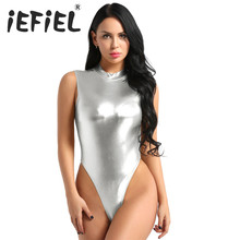 Sexy Women Shiny Gloosy High Cut Bodysuit Sexy Shaper Bodysuit