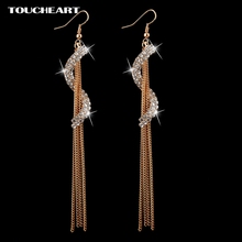 TOUCHEART-pendientes largos de borla en forma de S para mujer, joyas de moda, aretes de oro de boda de cristal Vintage SER140037 2024 - compra barato