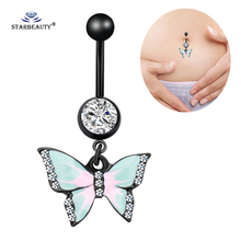 Dancing Butterfly Belly Piercing Ombligo Belly Button Rings Navel Piercing Nombril Black Belly Ring Earring Pircing Body Jewelry 2024 - buy cheap