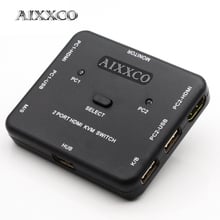 AIXXCO-conmutador HDMI KVM 1,4 v, 2 puertos para compartir juegos, 2 dispositivos para teclado, ratón, impresora, Selector de Monitor, interruptor HDMI KVM 2024 - compra barato